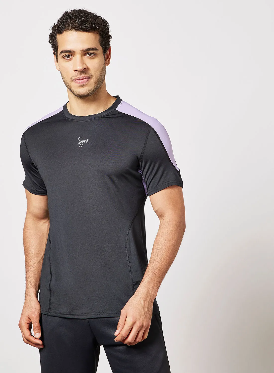 STATE 8 Active Sports Panel T-Shirt أسود / أرجواني