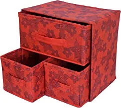 Kuber Industries Non Woven Foldable Storage Box|Shoes Storage Box With Handle|Closet Organizer|Toy Box|RED