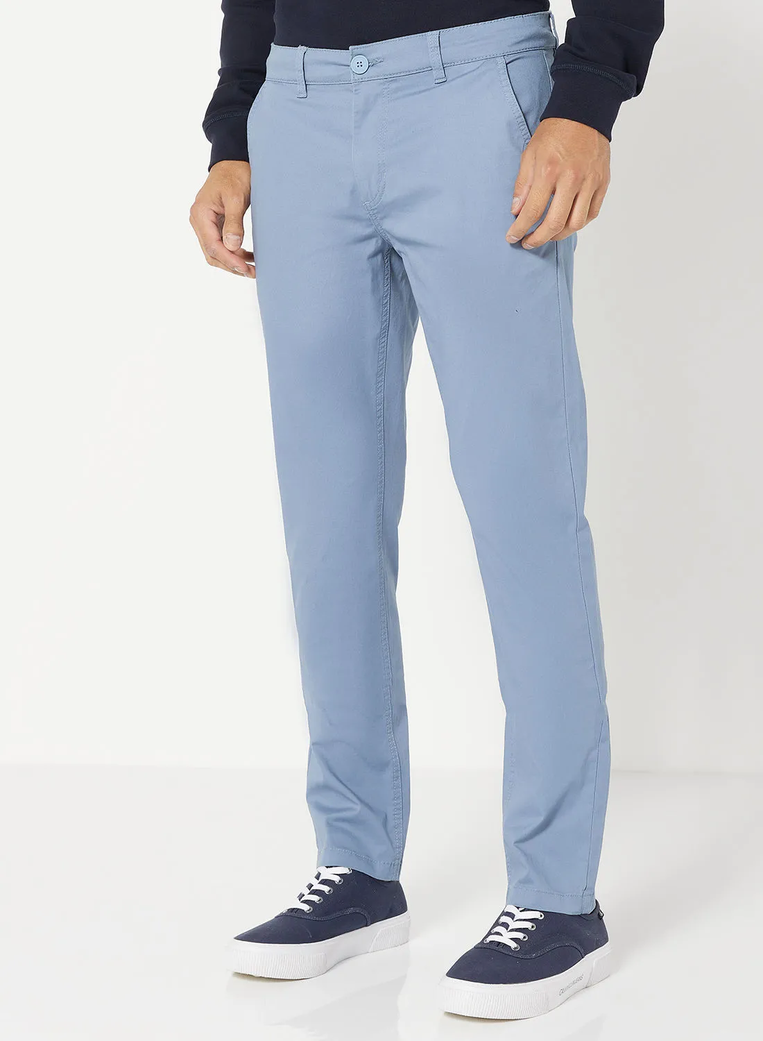 Noon East Solid Pattern Skinny Fit Pants Midnight Blue