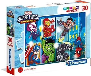 Clementoni Kids Puzzle Super Color Marvel Superhero 30 PCS ( 33.5 x 23.5 CM) - For Age 3+ Years Old