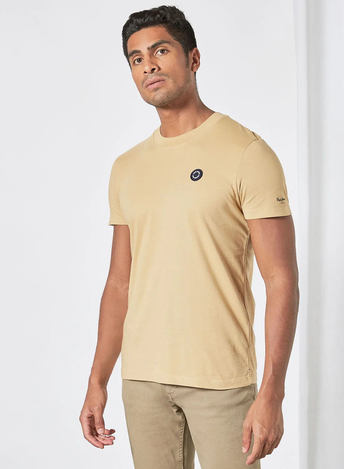 Pepe Jeans LONDON Logo Applique T-Shirt Beige