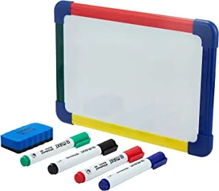 Maxi 2 Sided Dry Wipe Whiteboard A4 20X30Cm + 4Pc Whiteboard Colour Markers, Child Safe Non Toxic Inks+ 1Pc Dry Wipe Eraser, 2020 21