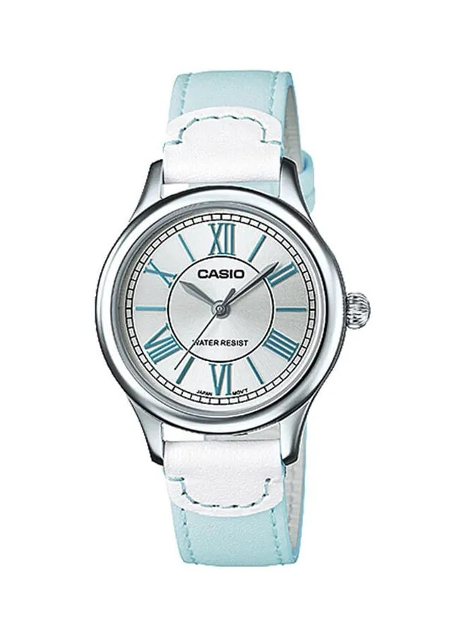 CASIO Women's Analog Silver Dial Leather Band Wrist Watch LTP-E113L-2ADF.