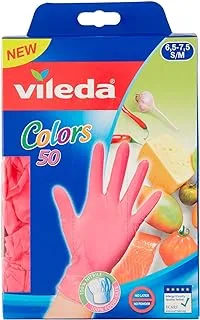 Vileda disposable nitrile Gloves, Food Safe, M/L size, 50 pcs Colored