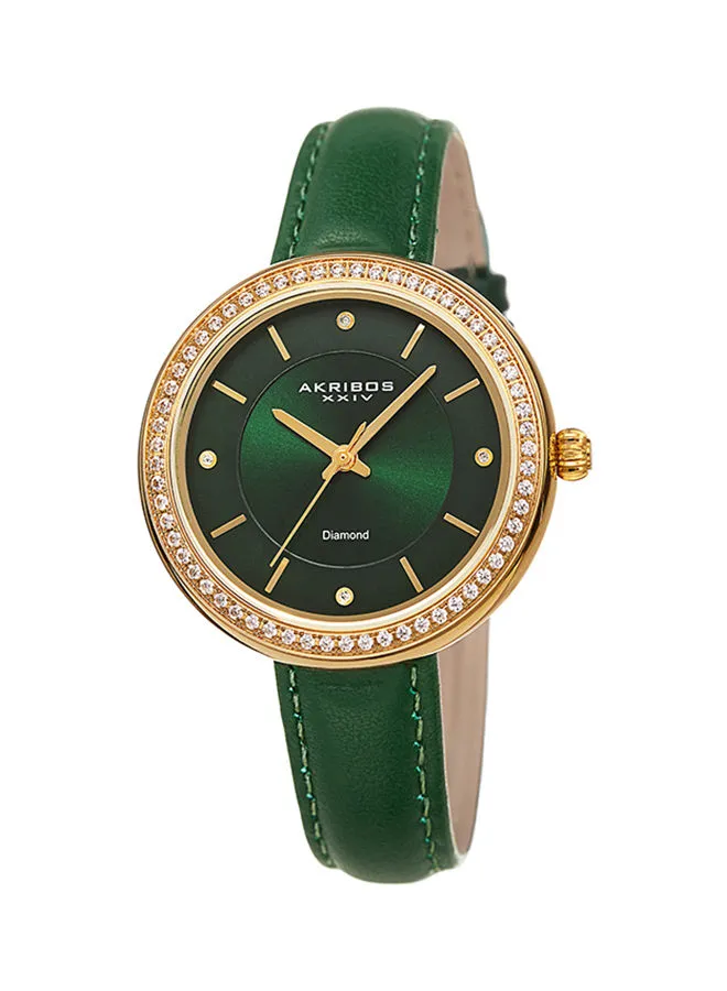 Akribos XXIV Women's Leather Analog Wrist Watch AK1067GN