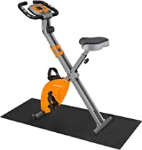 SONGMICS Exercise Bike, Fitness Bicycle, Foldable Indoor Trainer, 8 Magnetic Resistance Levels, with Floor Mat, Pulse Sensor, Phone Holder, 100 kg Max. Weight, Orange SXB11OG