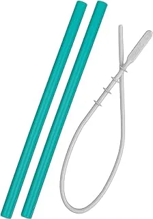 Minikoioi Flexi Straws - 2Pcs - Green & Brush