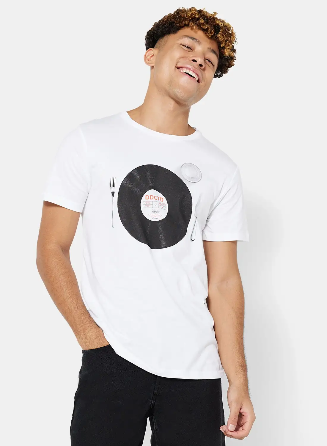 DEDICATED Stockholm Record Meal T-Shirt White