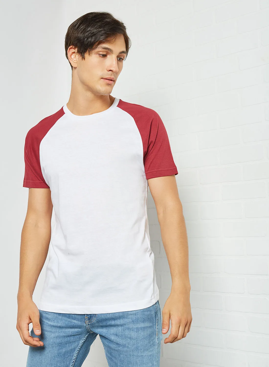 BRAVE SOUL Contrast Raglan T-Shirt White