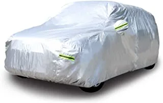 غطاء السيارة الفضي المقاوم للعوامل الجوية من Amazon Basics - PEVA بالقطن ، سيارات الدفع الرباعي حتى 193 بوصة