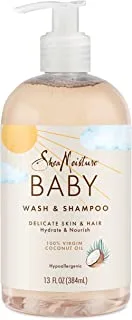 SHEA MOISTURE Virgin Coconut Oil Baby Wash And Shampoo For Kids, 13 Oz., White, 384 ml