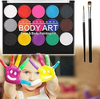 Mumoo Bear Kids Face Paint Kit - 15 Colours Non-Toxic Professional Face Paint Palette Washable Safe Facepainting For Halloween Party, Holiday MakEUp Body, Body Painting Set For Adults Children