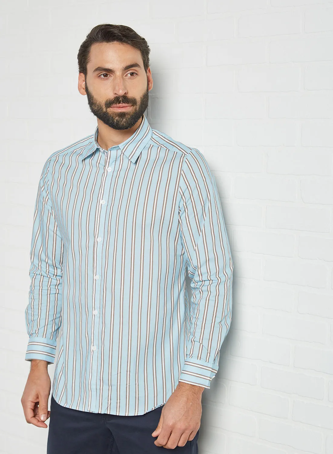 Sivvi x D'Atelier Striped Slim Fit Shirt Blue/White Stripes
