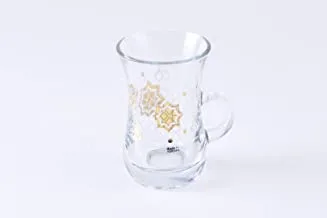 Glass Tea Tumbler W/Handle Set Mist Gold /6Pcs