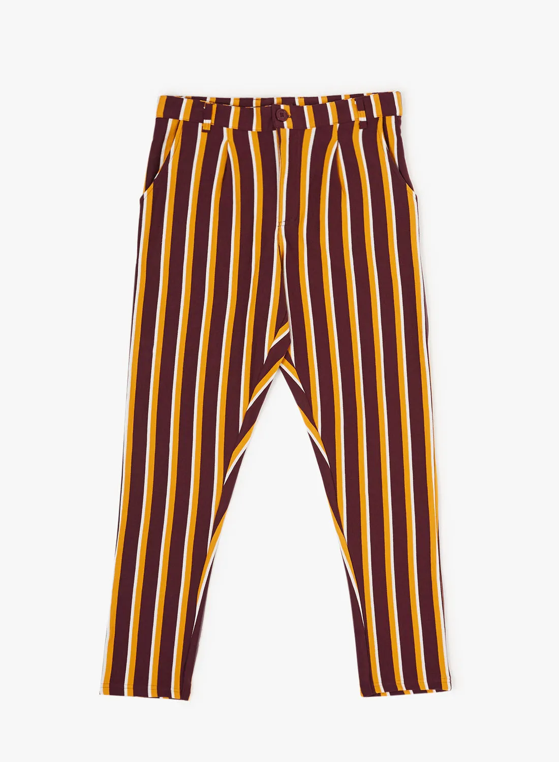 STATE 8 Striped French Terry Trousers Wine