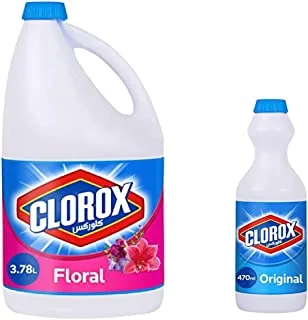 Clorox Bleach Bundle - (Clorox Floral Scented Bleach 3.78L + Clorox Original Liquid Bleach 470Ml)