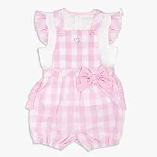 MOON 100% Cotton Top and Dungaree 12-18M Pink - Pink Gingham