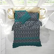 Sandy High Quality Flat Sheet & Fitted Sheet and Pillow Cases, Bed Sheet 4-Pieces Set, King Size, Floral Teal & Dark Blue #908, Breathable & Ultra Soft