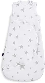 SnuzPouch Baby Sleeping Bag, 2.5 Tog – Grey Star Design – Soft 100% Cotton with Zip For Easy Nappy Changing – 6-18M