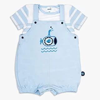 MOON 100% Cotton T-Shirt and Dungaree 12-18M Blue - Little Submarine