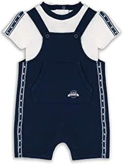 MOON 100% Cotton Polo T-shirt & Short Dungaree 9-12M Blue - Navy Sports