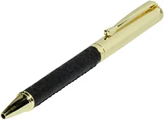 FIS FSPNGPUBKD5 أقلام ذهبية مع غلاف PU إيطالي منقوش وصندوق هدايا ، أسود