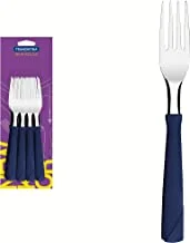 Tramontina New Kolor 12 Pieces Stainless Steel Table Forks Set with Blue Polypropylene Handles