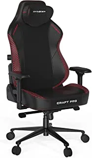 كرسي الألعاب DXRacer Craft Pro Stripes-2، وسادة مقعد عريضة وسميكة للغاية، مساند للذراعين قابلة للتعديل، غطاء واقي لليدين مضاد للقرص، مسند رأس من الإسفنج الذكي - أسود