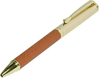 FIS FSPNGCSPUBR Gold Pens with Italian PU Wrapper and Gift Box, Brown