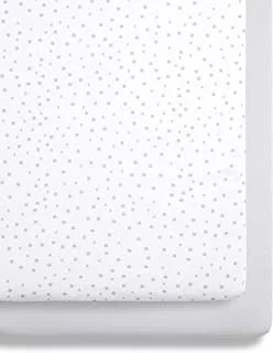 Snuz Bedside Crib Fitted Sheets, Grey Spot, Grey/White, 580 g,BD028BG