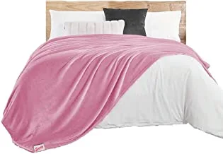 Sandy Super Soft Flannel Blanket/Throw, Warm Soft & Cozy Perfect for Sofa & Bed Decorating and Layering for All Seasons, (King Size 220 X 240 cm - Pink)