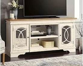 Ashley Homestore Realyn TV Stand, 74-Inch Size, Chipped White
