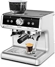 ماكينة صنع القهوة مع مطحنة من ساتشي NL-COF-7063G-BK، سعة 1.5 لتر، رمادي
