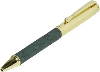 FIS FSPNGPUGRD6 أقلام ذهبية مع غلاف PU إيطالي منقوش وعلبة هدايا ، أخضر