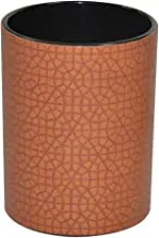 FIS FSPHPUBRD4 Italian PU Pen Holder with Embossed Designs and Sewing, Brown