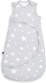SnuzPouch Baby Sleeping Bag, 1.0 Tog – White Star Design – Soft 100% Cotton with Zip for Easy Nappy Changing – 0-6M