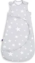 SnuzPouch Baby Sleeping Bag, 1.0 Tog – White Star Design – Soft 100% Cotton with Zip for Easy Nappy Changing – 0-6M