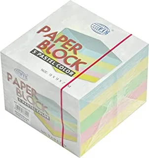 FIS FSBL9X9X7CP5 5 Pastel Colors Paper Block Loose, 9 cm x 9 cm x 7 cm Size