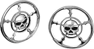 Kuryakyn 3787 Motorcycle Audio Accessory: Zombie Skull Speaker Grill Accents for 1996-2013 Harley-Davidson Touring & Trike Motorcycles, Chrome, 1 Pair,black