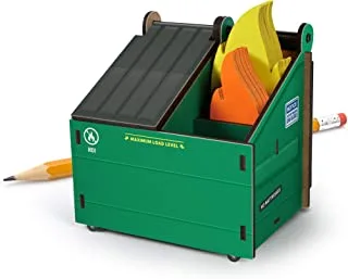 Genuine Fred DESK DUMPSTER Pencil Holder with Flame Note Cards - 3 compartments for desk & office supplies - Funny Desk, Office, or Cubicle Accessories - Great gift for Coworkers - White Elephant Gift