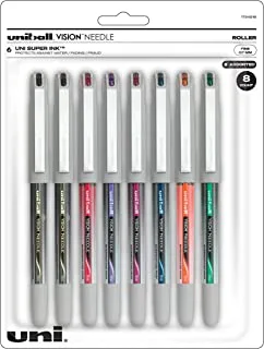 uni-ball Vision Needle Rollerball Pens, Fine Point (0.7mm), Assorted Colors, 8 Count - 1734916