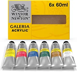 Winsor and Newton 60-Milliliter Galeria Acrylic Paint, 6-Pack, Assorted (2190516)