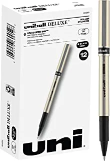 uni-ball Deluxe Rollerball Pens, Fine Point (0.7mm), Black, 12 Count