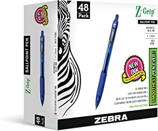 قلم حبر جاف Z-Grip قابل للسحب من زيبرا، نقطة متوسطة، 1.0 مم، حبر أزرق، عدد 48