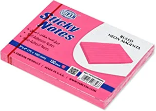 FIS Sticky Note Pad, 3X4 inches, Pack of 12, Ruled Neon Magenta -FSPO3X4RNMG