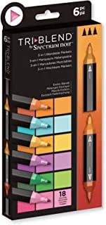 Crafter's Companion Spectrum Noir Triblend الكحول 3 أقلام تحديد - مزيج غريب - عبوة من 6 أقلام