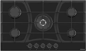 Starway BF Series Black Glass Body Built in Gas Hob with 5 Burners, 90 cm Size