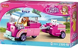 Sluban Girl's Dream Series - Pet Transport Car Building Blocks 116 PCS With 2 Mini Figures - For Children 6+ Years Old