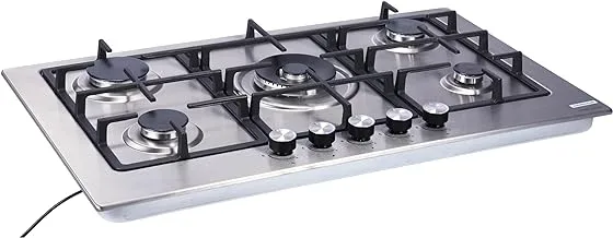 General goldin elite plus series built-in gas hob with 5 burners and frontal knobs, 90 cm size, multicolor