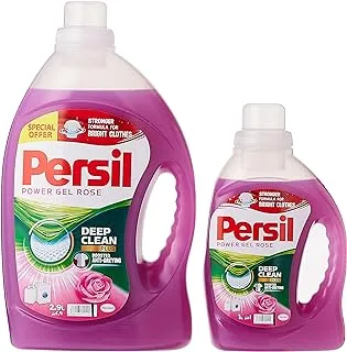 Persil Power Gel Liquid Laundry Detergent, With Deep Clean Technology, Rose, 2.9L +1L